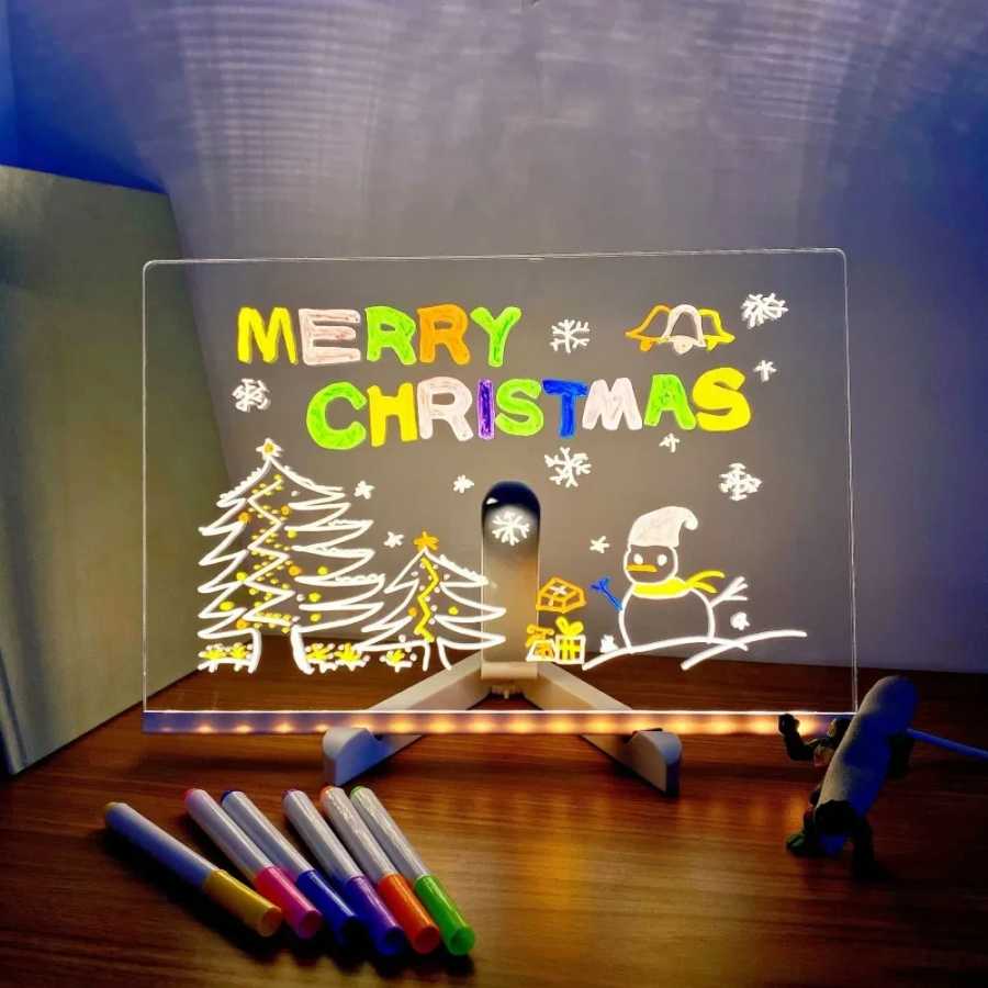 Фотография №3 товара Светодиодная доска для заметок DIY, акриловый ночник, 7 ручек, доска