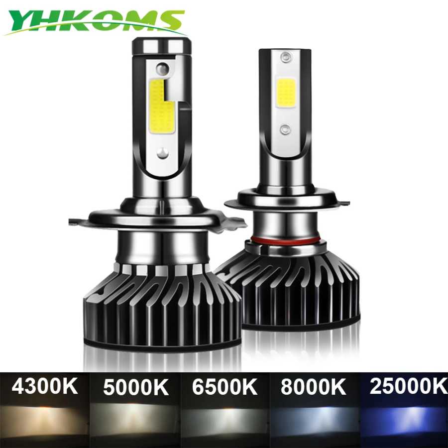 YHKOMS 80W 14000LM Автомобильный противотуманный фонарь H4 H7 H1 LED H8 H9 H11 4300K 5000K 6500K 8000K 25000K Автоматический противотуманный фонарь 80W 16000LM 12V Светодиодная лампа Автомобильные фары