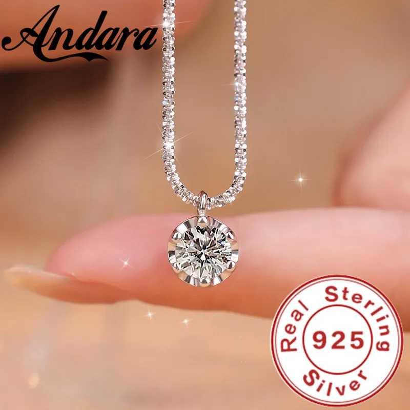 Andara Роскошное ожерелье из стерлингового серебра 925 пробы AAAAA с цирконом, модное итальянское серебряное ожерелье, женские ювелирные изделия Ювелирные изделия
