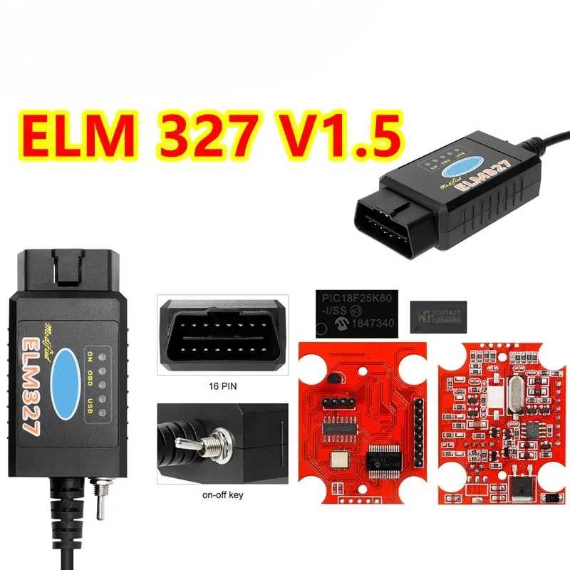 ELM327 V1.5 PIC18F25K80 FTDI/CH340 со сканером кода переключателя OBD2 Bluetooth Elm327 WIFI для диагностического инструмента Ford Forscan Инструмент для ремонта автомобилей