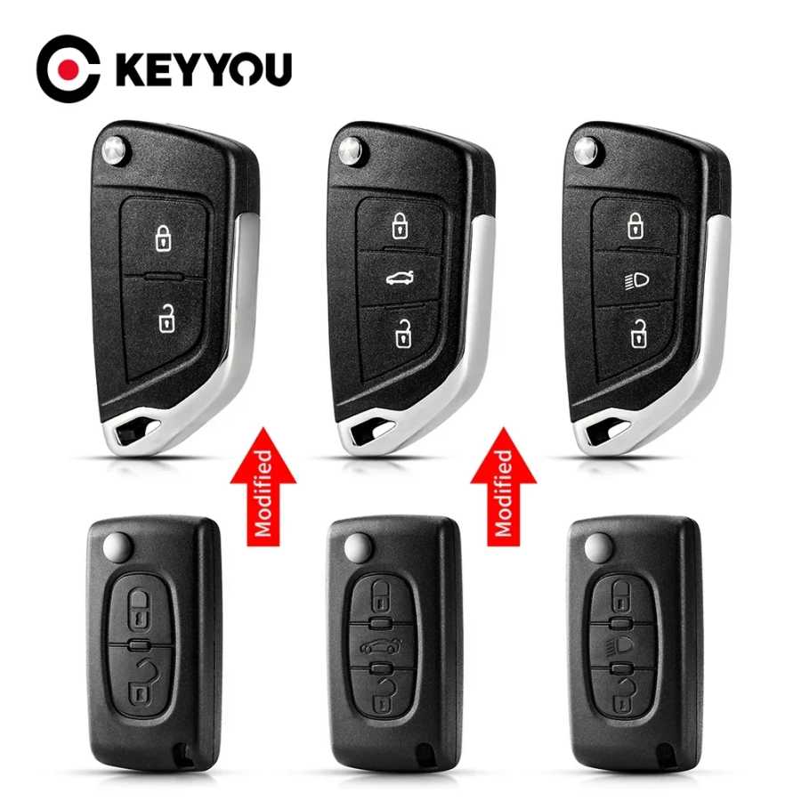 KEYYOU 1 шт. модифицированный автомобильный ключ для Citroen С2 C4 С3 С5 C6 для Peugeot 107 207 307 407 306 308 408 508 Partner CE0523 CE0536 Стартеры