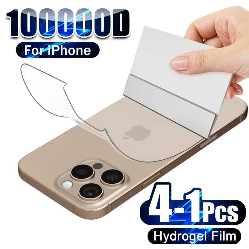4-1 шт. задняя гидрогелевая пленка для iPhone 16 15 Pro Max 13 14 12 11 XS XR 7 8 Plus, мягкая прозрачная защитная пленка для экрана, аксессуары для телефонов Защитная пленка для мобильного телефона