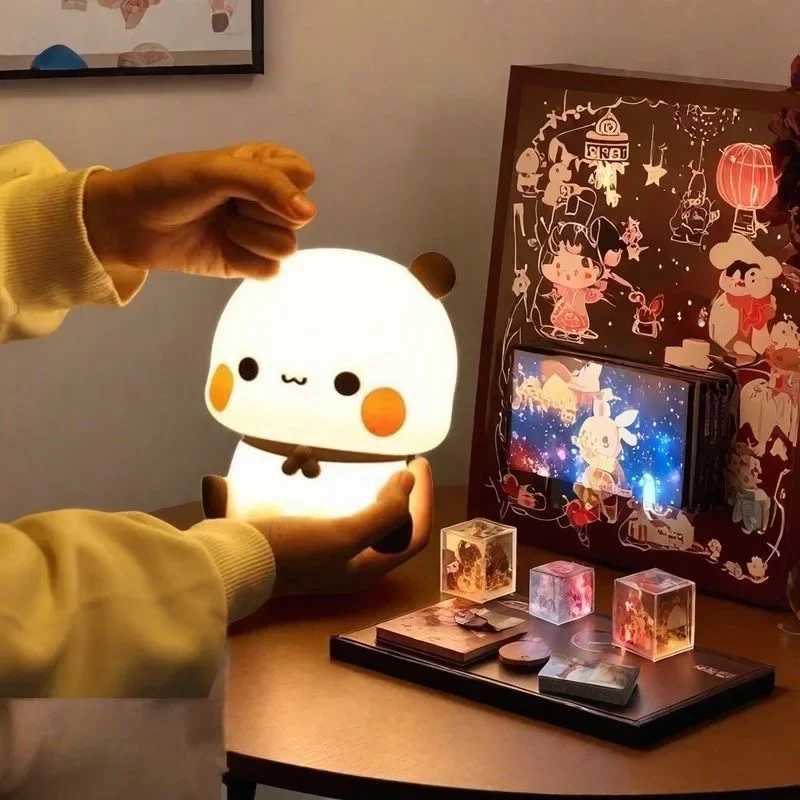 Светодиодный ночник Panda Pat Bubu And Dudu с милыми животными, мультяшная лампа для детей, прикроватная тумбочка, спальня, гостиная, декоративный кавайный медведь Gi Ночники