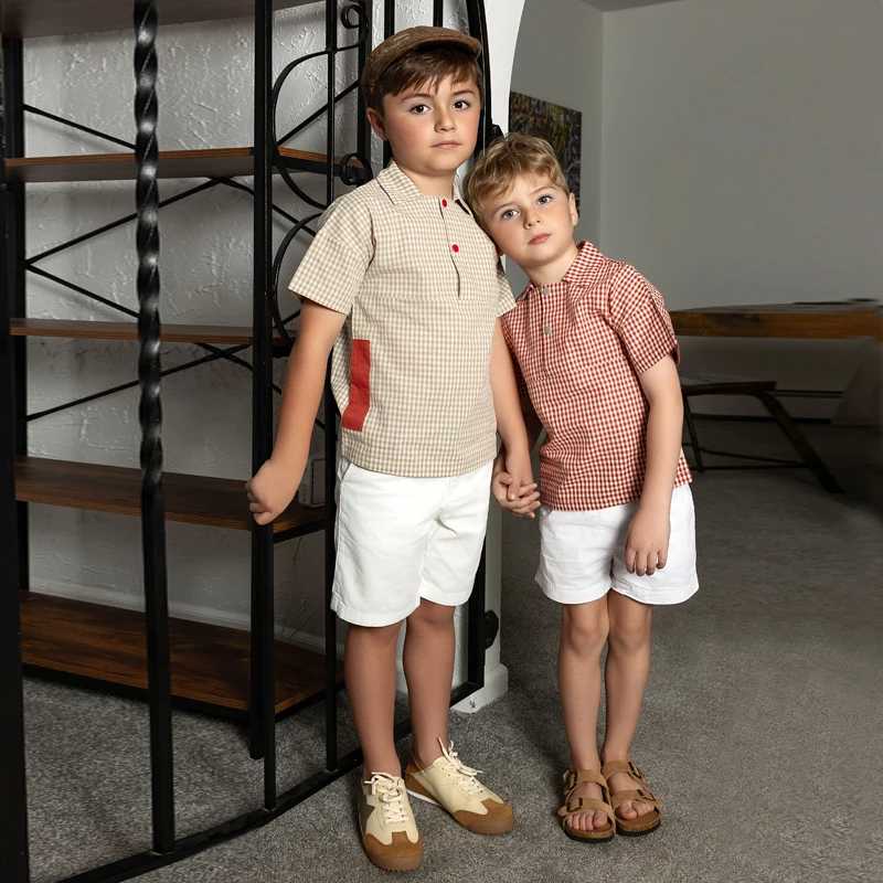 Фотография №5 товара Летний комплект Ali Co Gingham SS26: платье для девочек, комбинезон