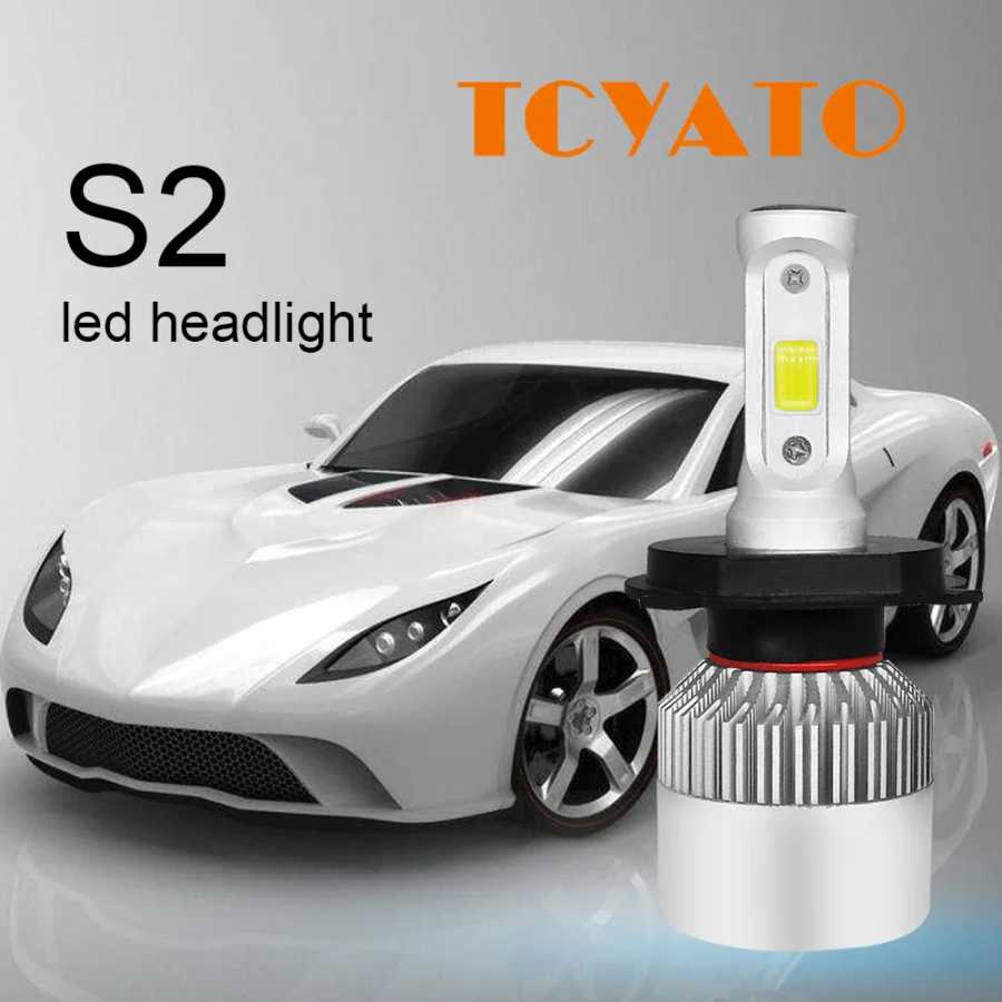 TCYATO 2 шт. автомобильные светодиодные лампы S2 для фар H1 H7 H4 9005 9006, 72W 8000LM 6500K, без ошибок, ближний/дальний свет, 9-36В, для фар головного света Автомобильные фары
