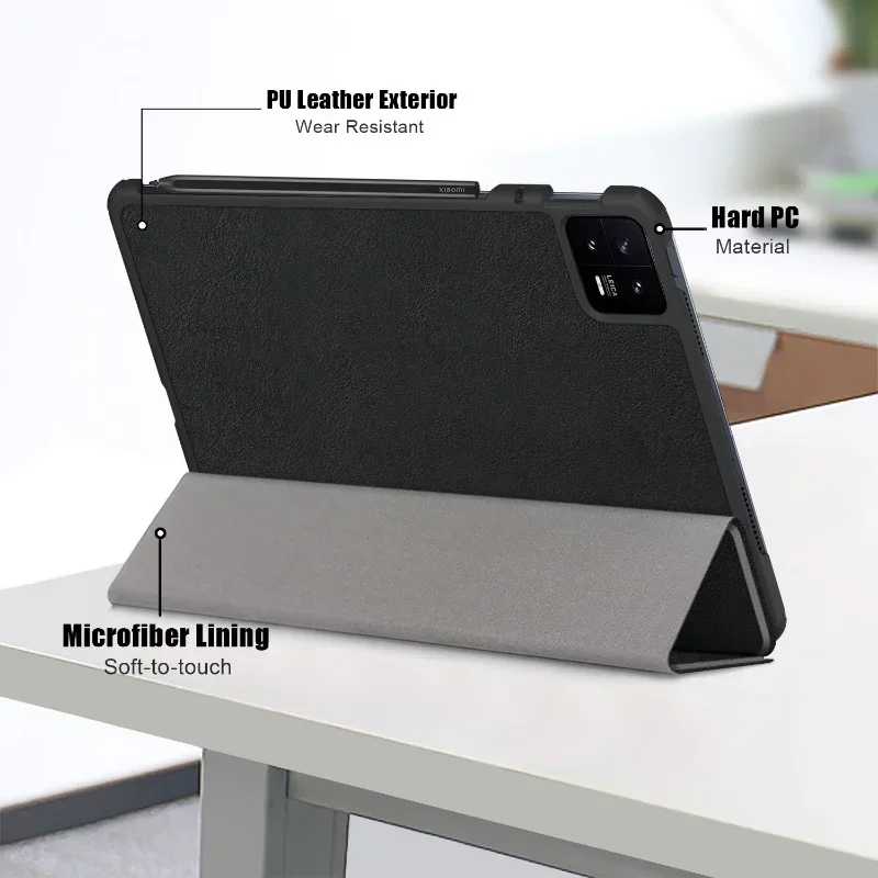 Фотография №4 товара Чехол для xiaomi pad 6, 2023 складной Смарт-Чехол из искусственной