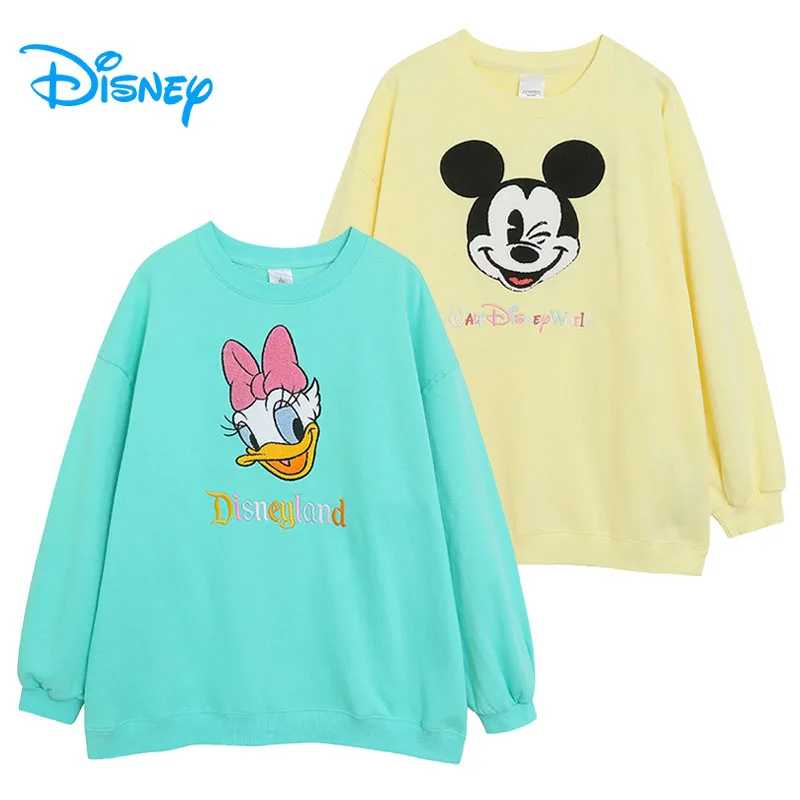 Толстовка с вышивкой Disney World Disneyland, женский повседневный флисовый джемпер с Микки, Дейзи, утка, свободный пуловер с рисунком, топ с круглым вырезом Толстовки и свитшоты
