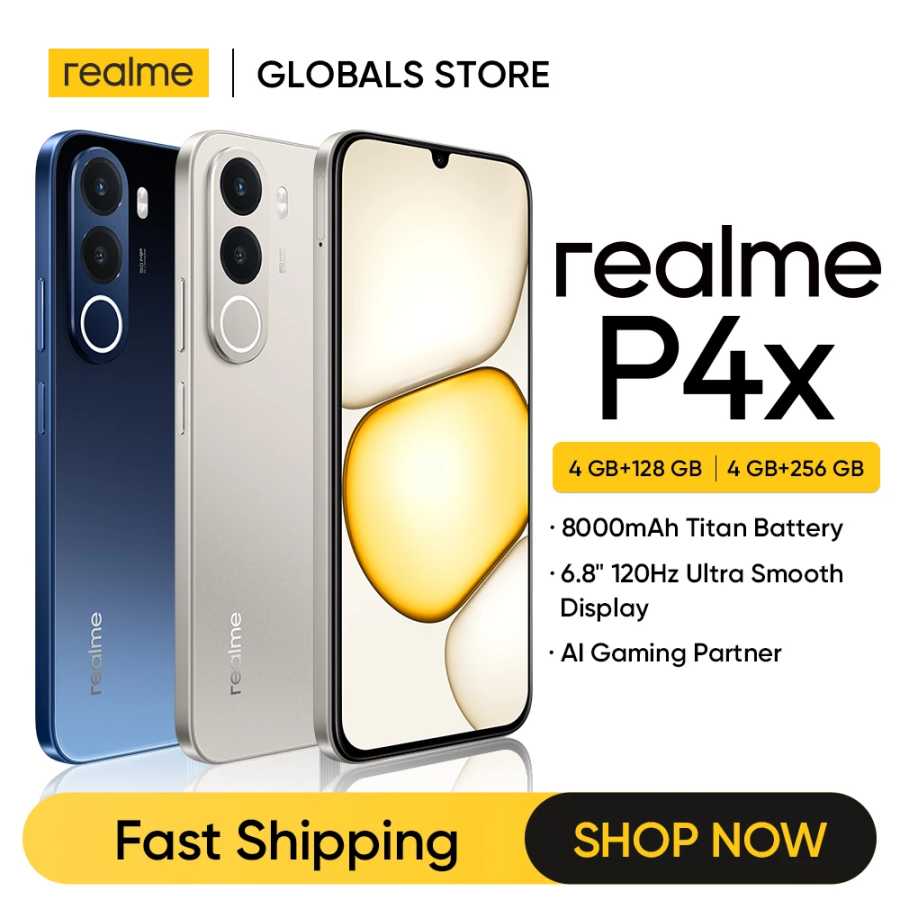 Новинка Смартфон realme P4x с NFC, аккумулятором 8000 мАч, зарядкой 45 Вт, 6,8-дюймовым LCD-дисплеем 120 Гц, 50-мегапиксельной AI-камерой, IP64 Мобильные телефоны