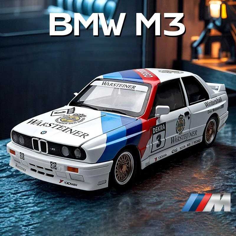 1:24 BMW M3 E30 1980. DTM модель автомобиля из сплава. Звук и свет. Детская игрушка. Коллекционные предметы. Подарок на день рождения. Играйте в транспортные средства и модели