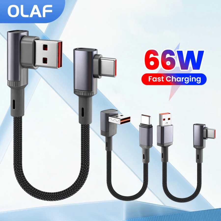 15 СМ 25 СМ 50 СМ 66 Вт 90 &deg; Локоть Короткий кабель для передачи данных USB Type C Кабель для быстрой зарядки для iPhone 15 16 17 Xiaomi Samsung Huawei Power Bank Аксессуары для мобильных телефонов