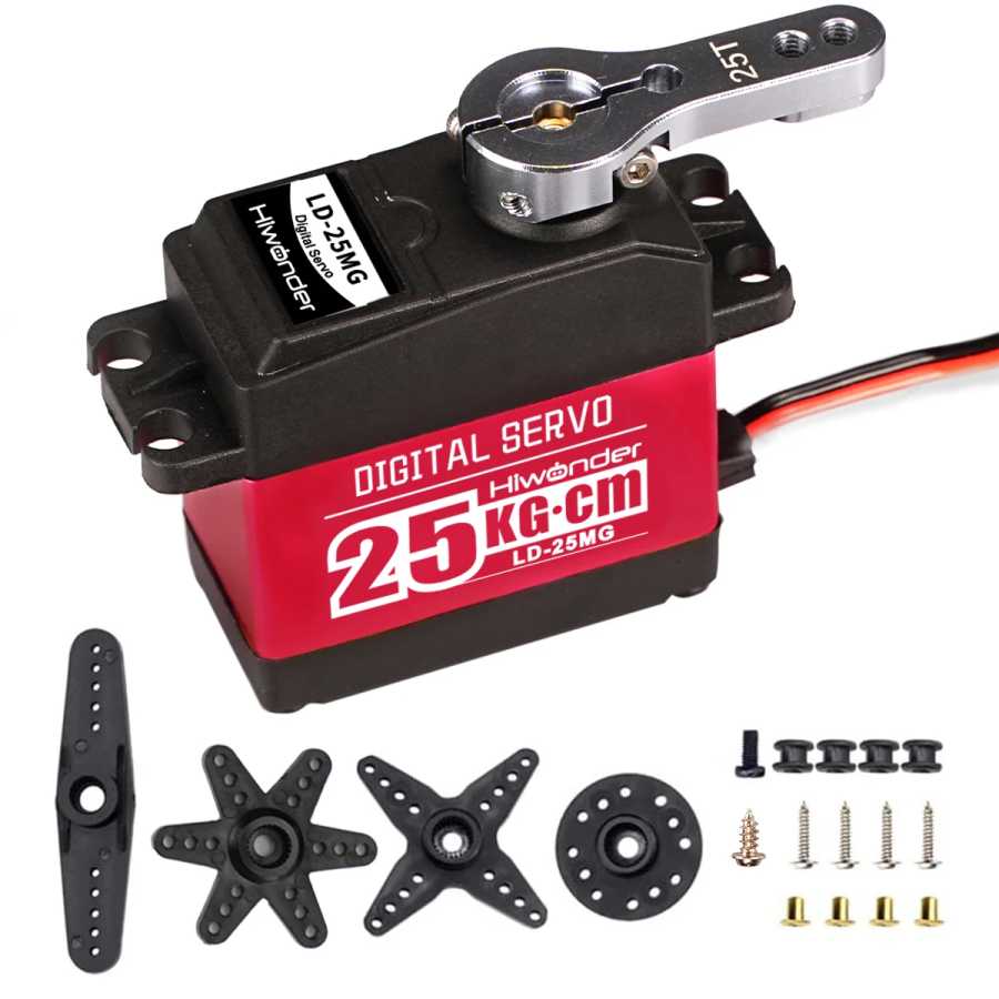 Hiwonder LD-25MG Цифровой сервопривод с сильным крутящим моментом, ШИМ, 25 кг, поддержка роботизированной руки, радиоуправляемый автомобиль, один вал Доступ к автоматизации здания