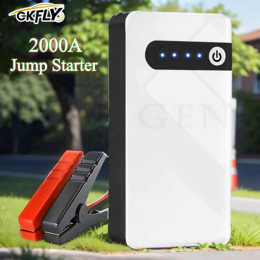 GKFLY 12В Портативное пусковое устройство для автомобиля 2000А, зарядное устройство-бустер для автомобильного аккумулятора, аварийный пусковой источник питания 44.4Втч, портативный внешний аккумулятор для запуска двигателя Автоэлектроника