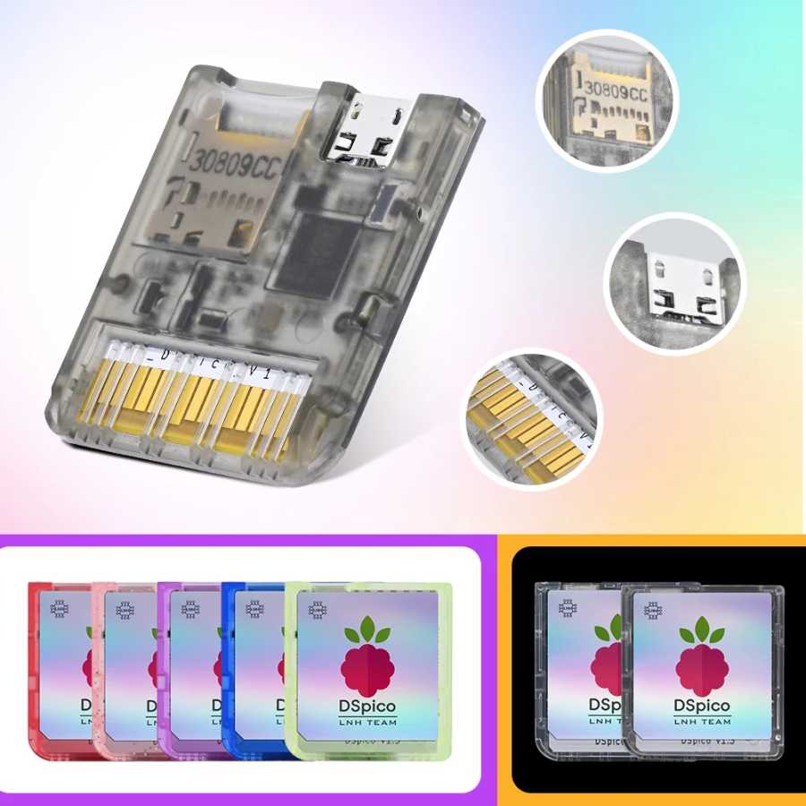 Фотография №1 товара Прозрачный матовый игровой ридер Chiscart MicroUSB DSpico RP2040 16 Мбит,
