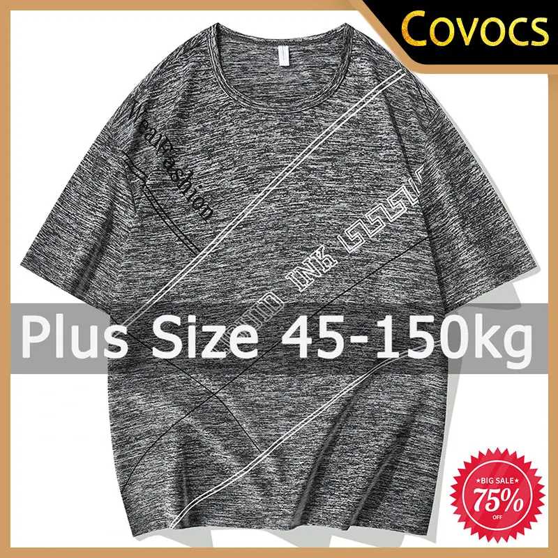 Мужские футболки больших размеров 8XL 9XL 45-150 кг Летние быстросохнущие футболки Свободные топы с короткими рукавами и круглым вырезом Мужская одежда больших размеров Базовая одежда