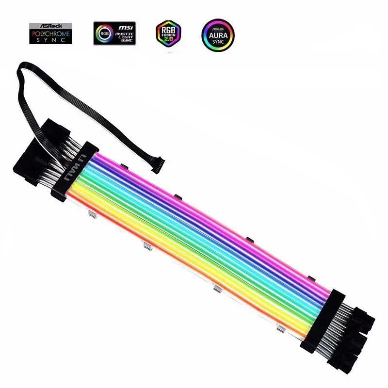 Фотография №1 товара Кабель-удлинитель LianLi Strimer Plus V2, 5V A-RGB, 24-контактный и 8-контактный,