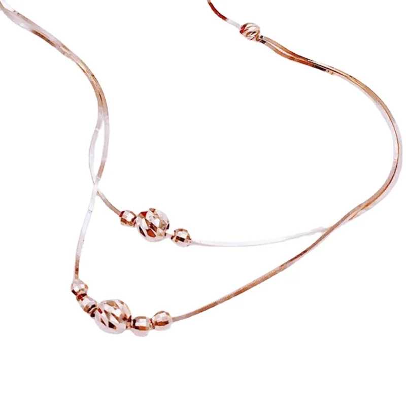 Фотография №5 товара 585 Purple Gold Double Layer Geometric Bead Chains Necklace 14K