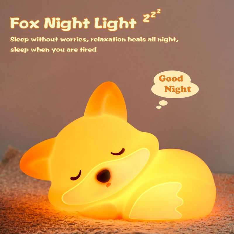 Ночник Fox, силиконовая лампа, зарядка через USB, художественные декоративные элементы, подарок на день рождения для друга, для путешествий, аварийный светильник, Timi Новинка освещения（новинка）