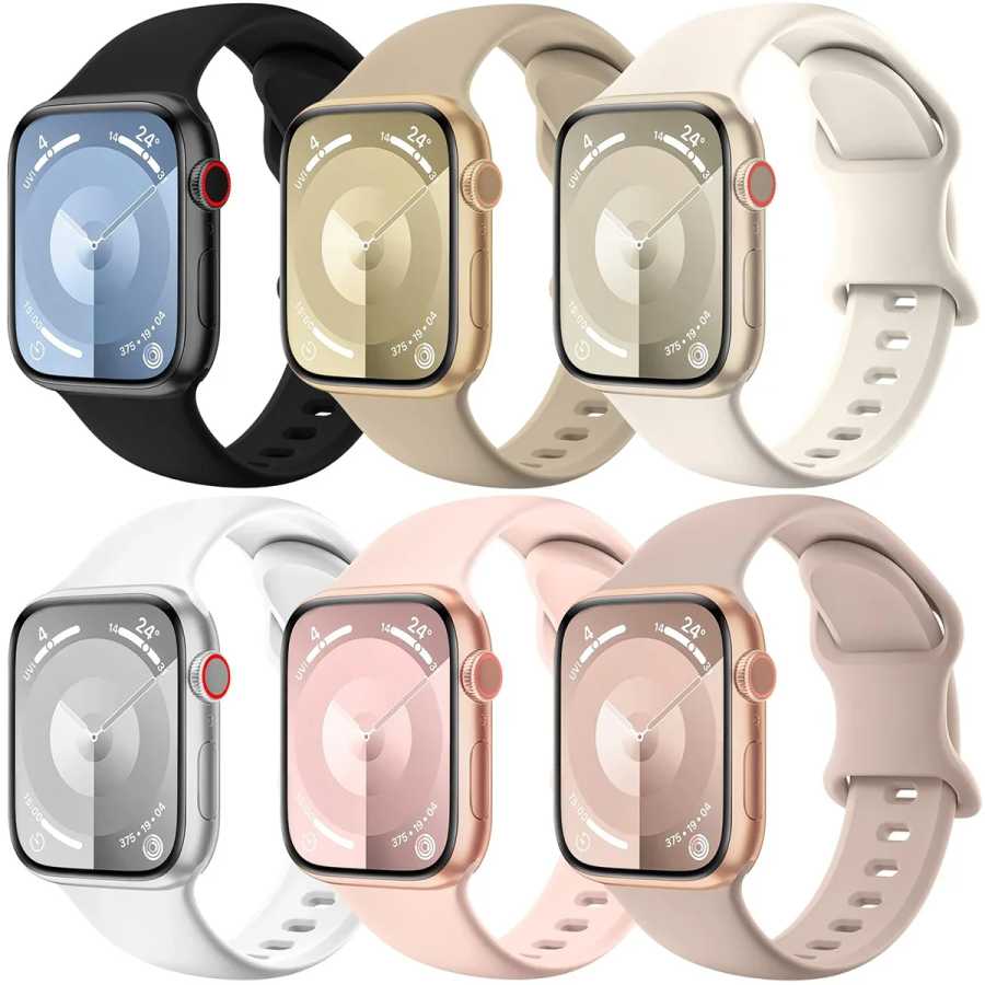 Силиконовые ремешки для Apple Watch Band 44 мм 45 мм 40 мм 41 мм 42-38 мм 45 мм спортивный браслет iwatch series 8 7 6 5 4 3 SE 9 Ultra2 49 мм Аксессуары для часов