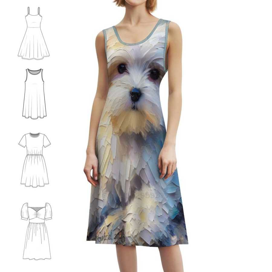 Maltese Pup Women's Streetwear Party Dress Trendy Print Club Clothing For Female Maltese Puppies Puppy Maltese Puppy Female Индивидуальные платья