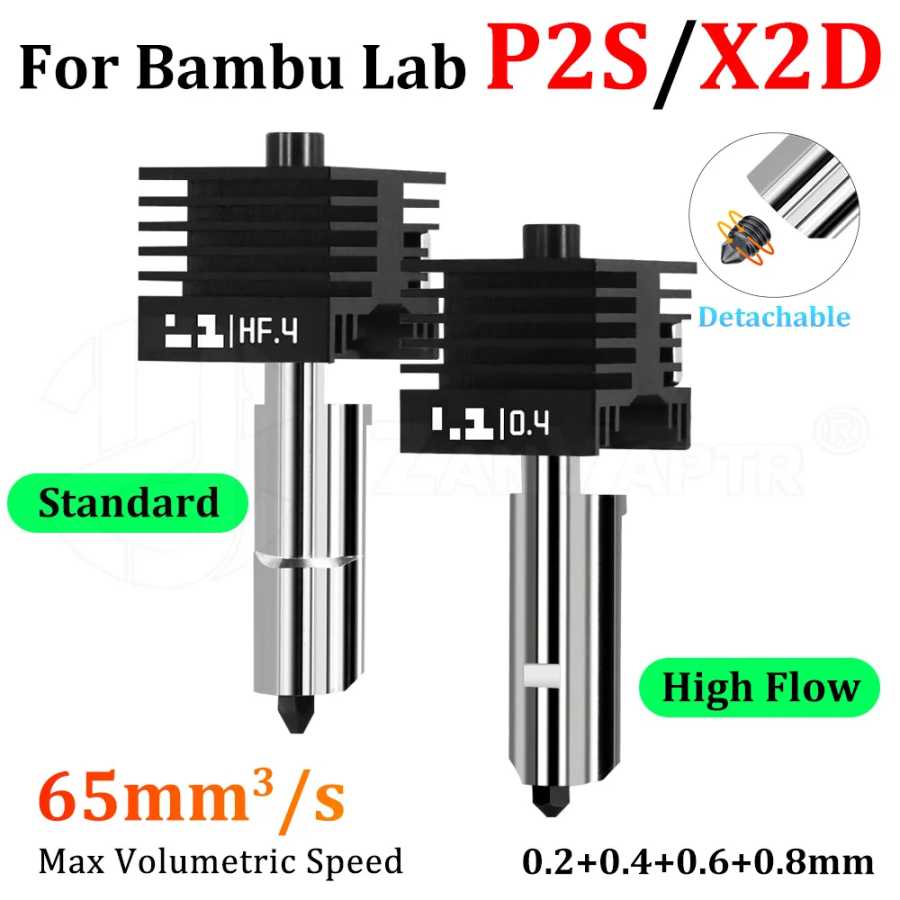 Горячая новинка: хотэнд X2D P2S для Bambu Lab P2S (стандартный/высокопроизводительный), высококачественная быстрая печать, съемное сопло 0.2, 0.4, 0.6, 0.8 3D-печать