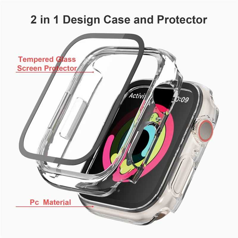Фотография №3 товара Закаленное стекло + чехол для Apple Watch, чехол 45 мм,