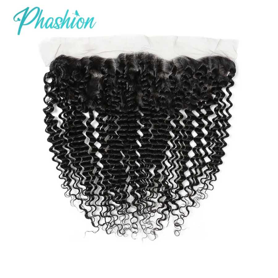 Phashion Deep Wave 13x4 Кружева спереди от уха до уха и прозрачная швейцарская застежка 4&times;4 Предварительно выщипанные человеческие волосы Remy для чернокожих женщин Человеческие волосы (для брюнетов)