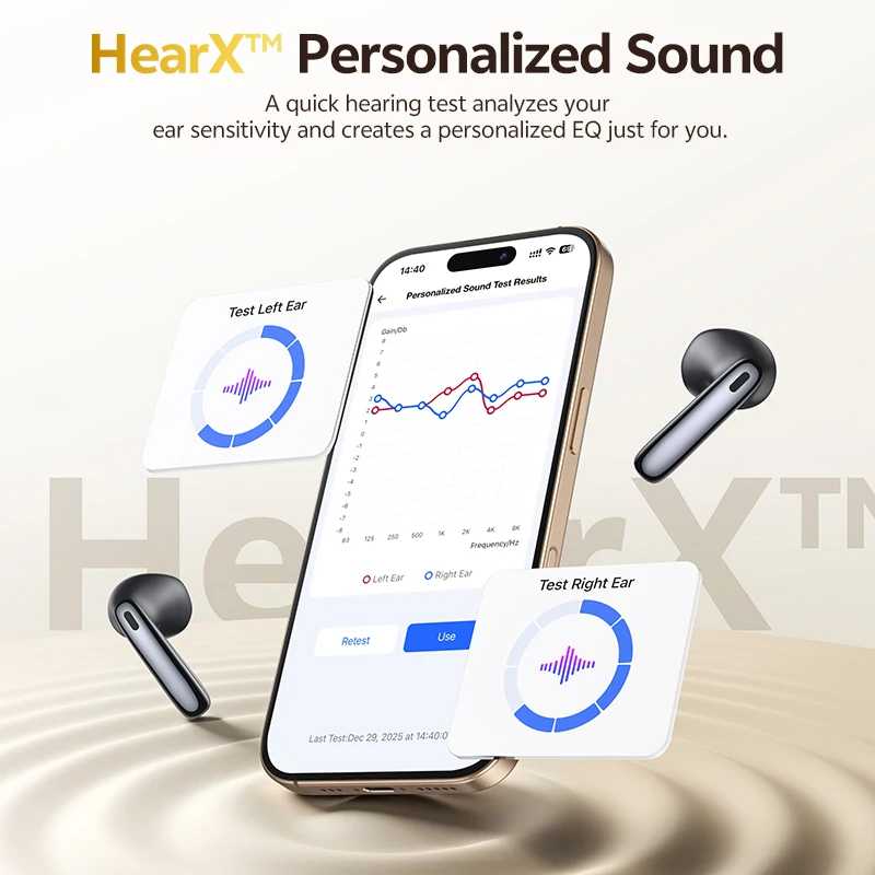 Фотография №4 товара Беспроводные наушники QCY AilyBuds E50 HT11 с Hi-Res звуком, адаптивным