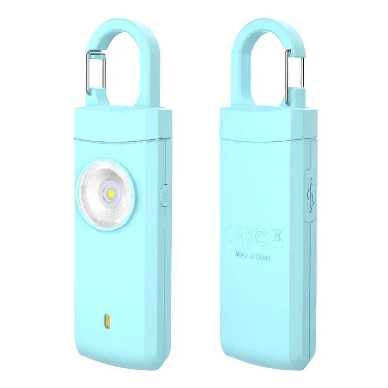 Светодиодный фонарик для самообороны, USB перезаряжаемый брелок с защитной сигнализацией, защитные принадлежности, женская уличная сигнализация Аварийные средства безопасности