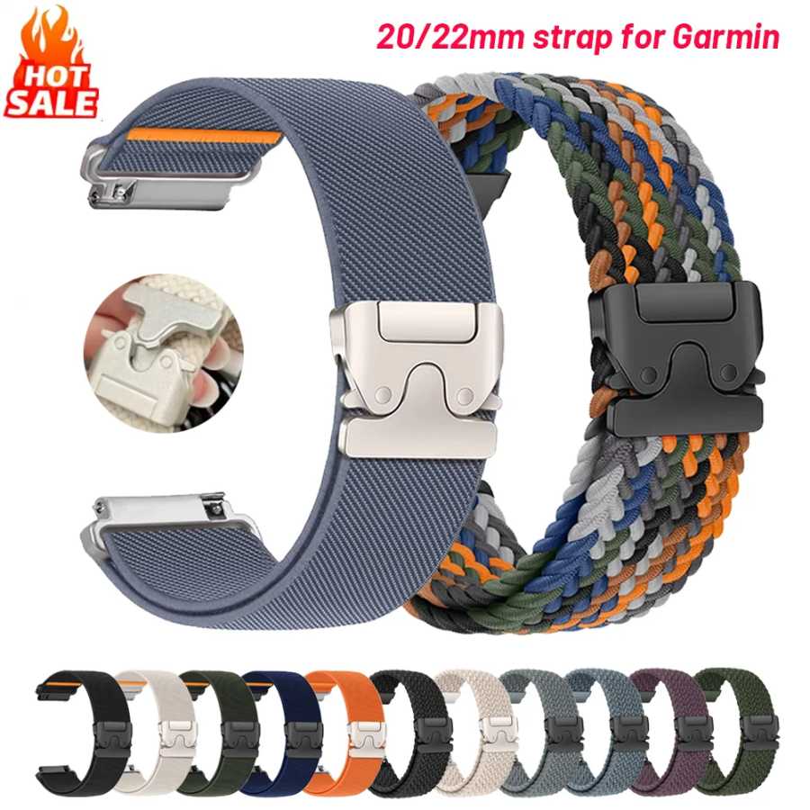 Нейлоновый парашютный ремешок 20/22 мм для Garmin Forerunner 255 265 970 165 55/Active 6 5, браслет Correa Venu 4 45 мм/Vivoactive 5 Аксессуары для часов