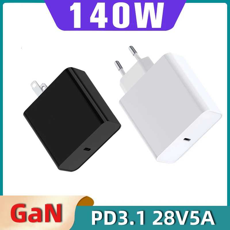 PD3.1 140 Вт GaN Зарядное устройство 28V5A 20V5A Type-C USB C Адаптер для быстрой зарядки Настенное зарядное устройство PPS для iPhone Samsung Xiaomi Huawei Аксессуары для ноутбуков