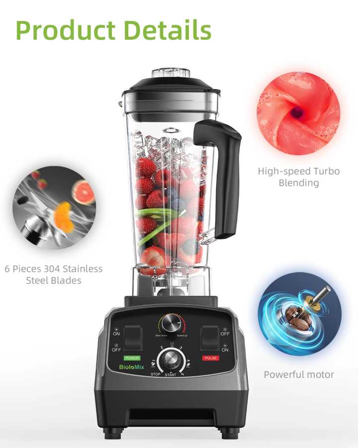Фотография №1 товара BioloMix 3HP 2200W сверхмощный таймер, блендер, миксер, соковыжималка, кухонный комбайн