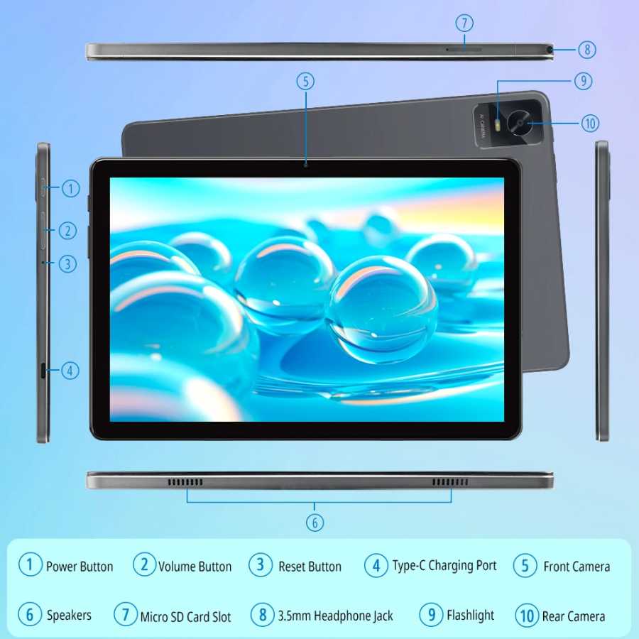 Фотография №4 товара Планшет ANRY Y40 Android 15, 10.1 дюйма, Incell-дисплей, 12 ГБ