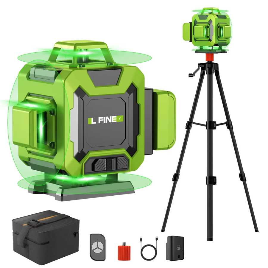 Лазерный уровень Lfine 4D, 16 линий, с штативом 39,37 дюйма (1 м), горизонтальный, вертикальный, зеленый, 360&deg; &deg; Самовыравнивающийся профессиональный лазер Nivel Инструменты для измерения и анализа