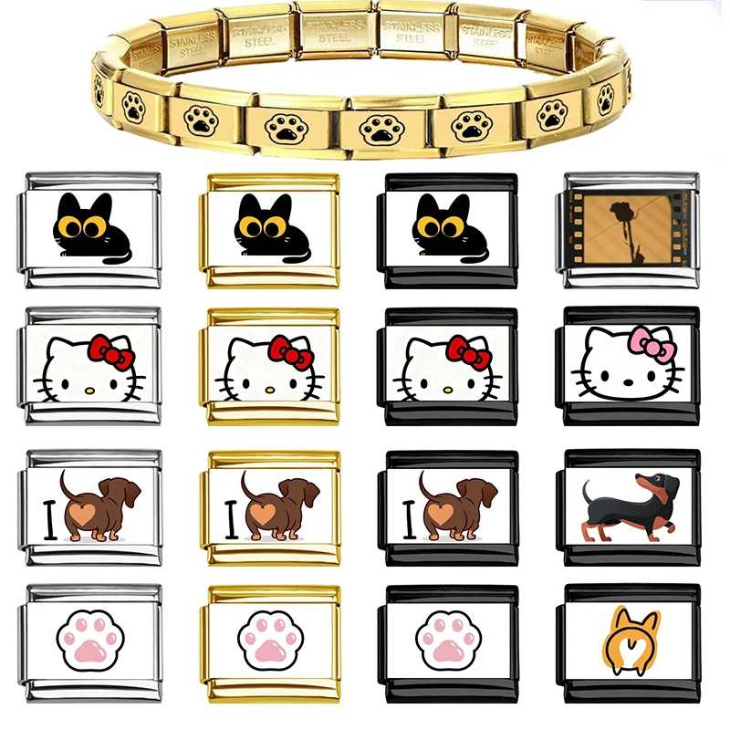 Фотография №1 товара Модный очаровательный браслет Hello Kitty с подвесками, подходит для 9-миллиметровых
