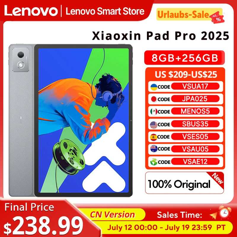 Оригинальная китайская версия планшета Lenovo Xiaoxin Pad Pro 2025 с диагональю экрана 12,7 дюйма, процессором Dimensity 8300, дисплеем 2.9K 144 Гц, батареей 10200 мАч и операционной системой Android 14. Планшеты
