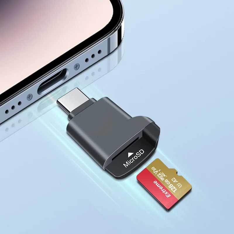 Устройство чтения карт памяти Type-C 2.0 Mini TF, внешнее, черное, для карт памяти USB C 2.0, для iPhone 17 16, устройство чтения карт Mini TF Аксессуары для мобильных телефонов