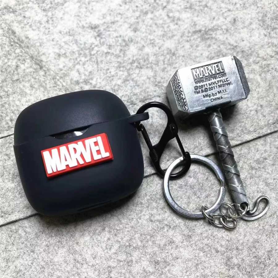 Чехол для наушников JBL Tune Flex / Flex 2 с мультяшным дизайном Marvel, силиконовый защитный чехол для беспроводных наушников с зарядным кейсом и брелоком Портативное аудио и видео