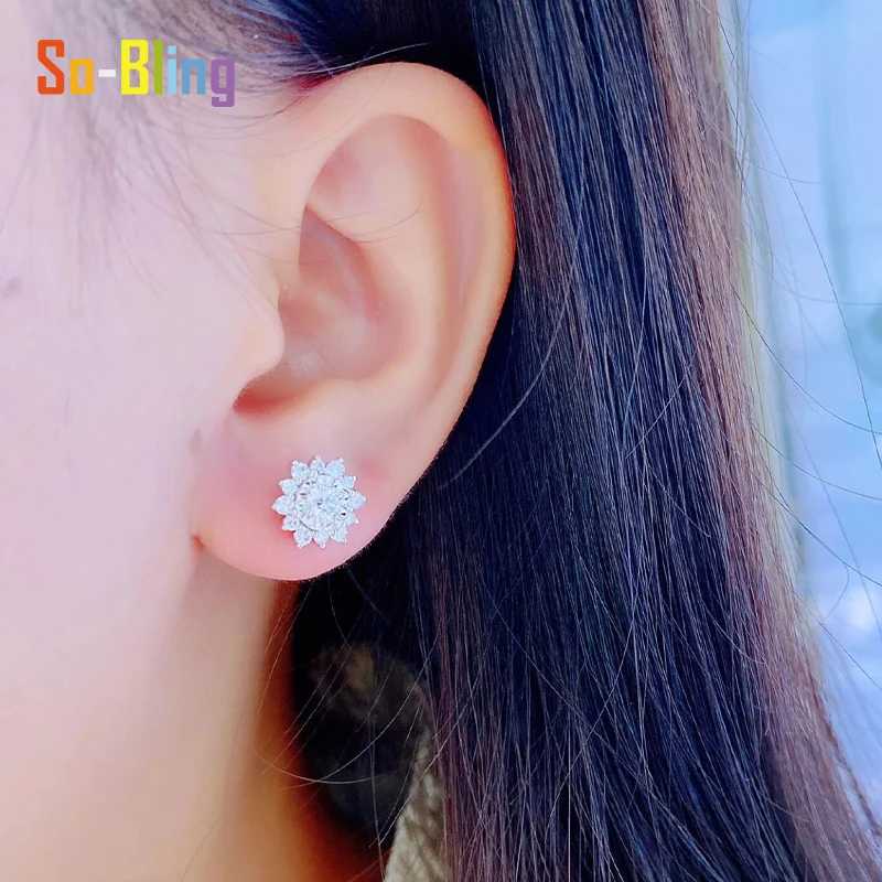 Фотография №4 товара So-Bling 1 карат муассанитовые солнцезащитные серьги из стерлингового серебра 925