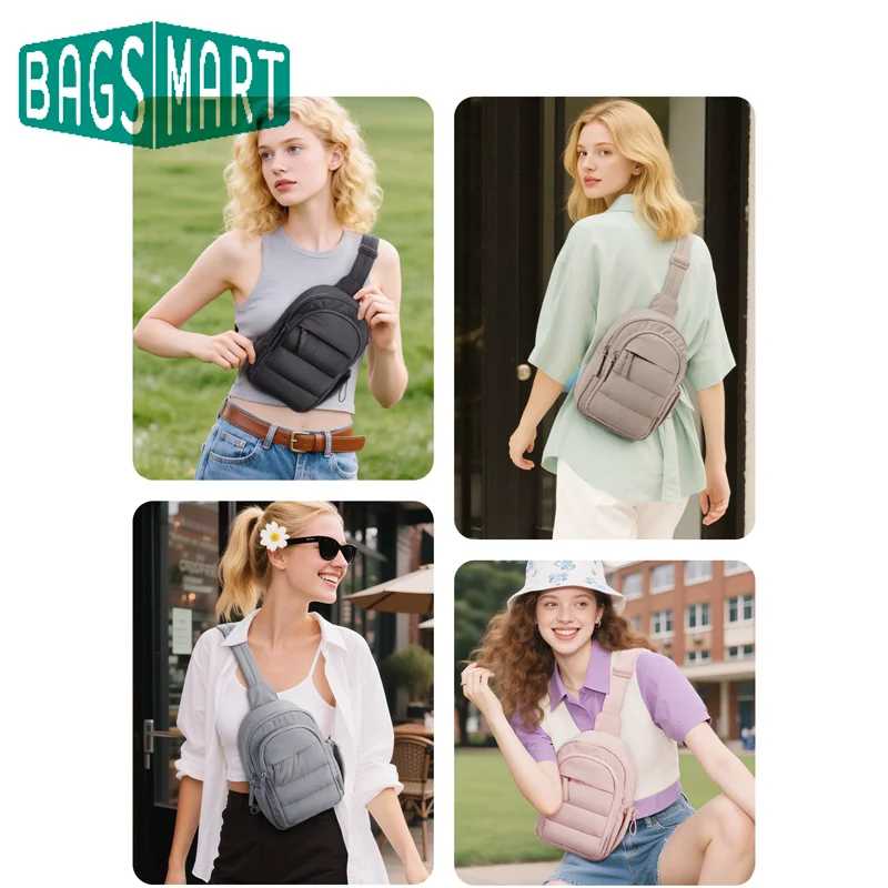 BAGSMART многослойная сумка через плечо женская сумка-пуховик на слинге кошельки сумки для активного отдыха поясные сумки для путешествий и пешего туризма Нагрудные сумки