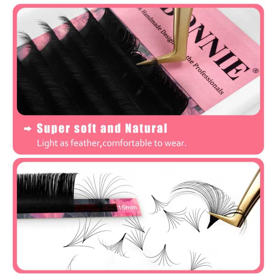 Фотография №1 товара Наращивание ресниц Abonnie Cashmere Easy Fan Lashes: Мегаобъемные пучки всех