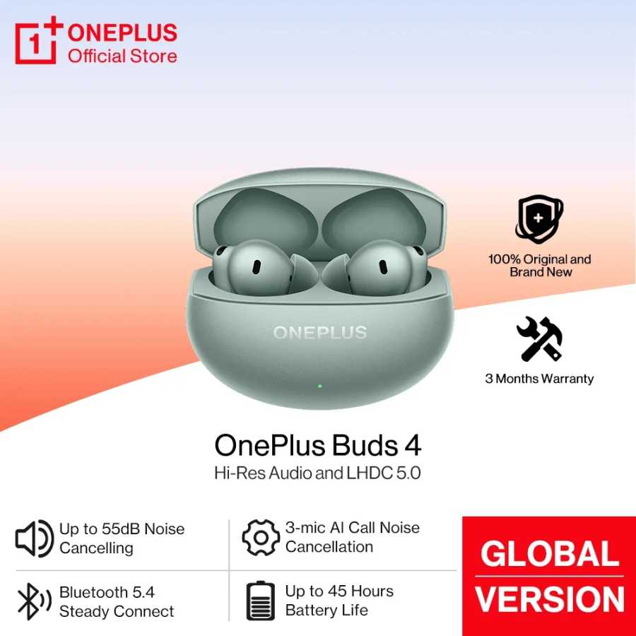 Беспроводные наушники OnePlus Buds 4, глобальная версия, 55 дБ, портативные наушники с шумоподавлением, LHDC 5,0, Bluetooth 5,4 Портативное аудио и видео