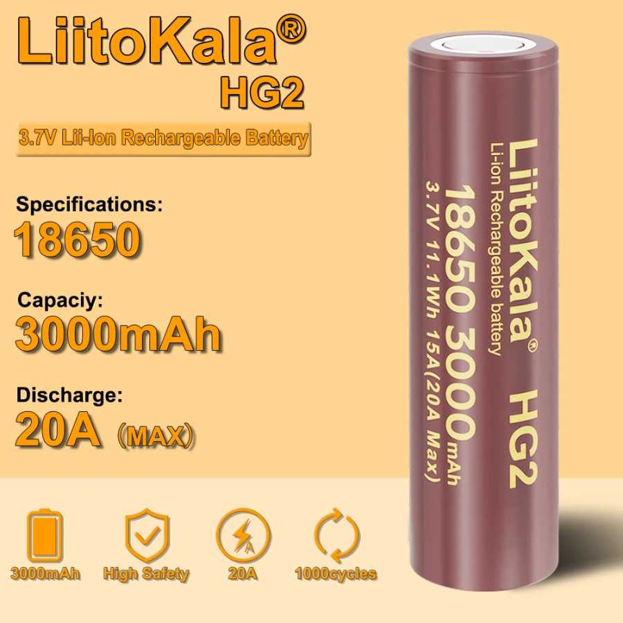 Фотография №2 товара 1-16 шт. LiitoKala 3,7 В 18650 HG2 3000 мАч литиевые