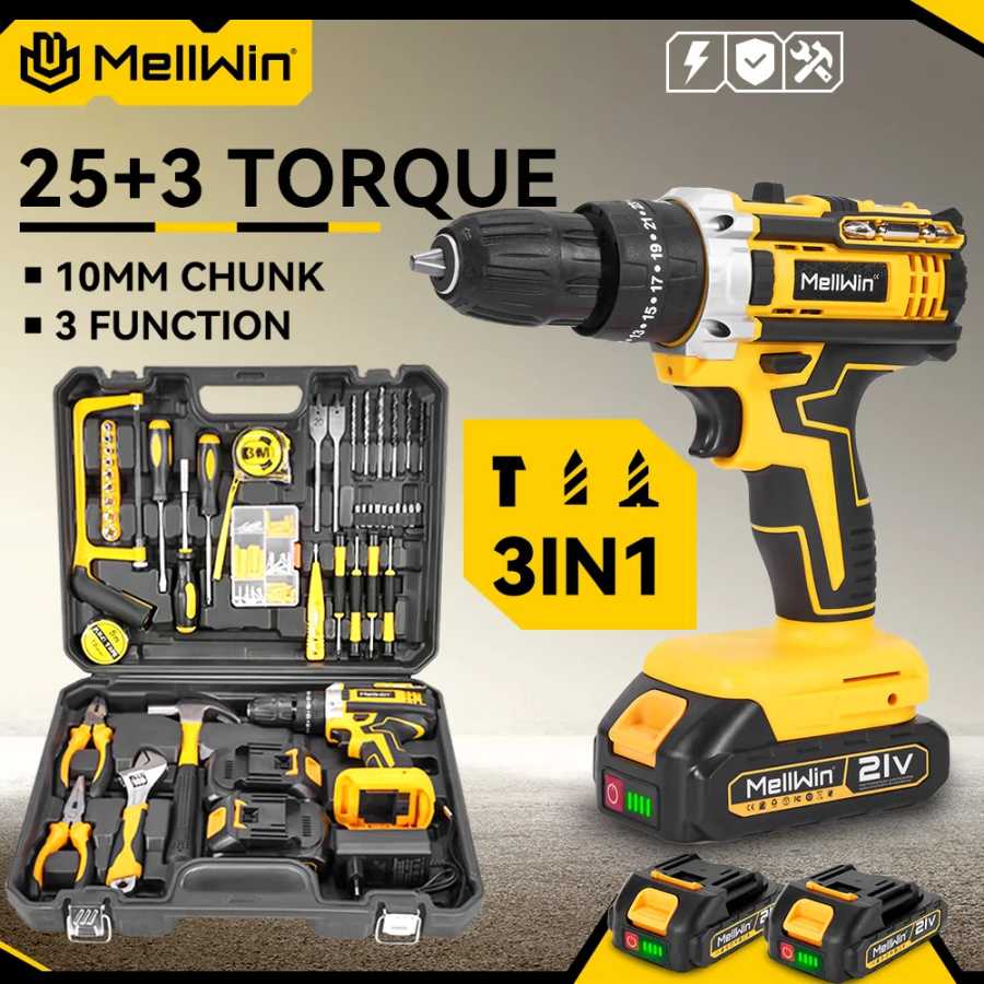 MELLWIN 25 + 3 крутящего момента электрическая ударная дрель 2 скорости регулируемая беспроводная электрическая отвертка электроинструмент для Makita 18 В аккумуляторный штифт Электрические инструменты