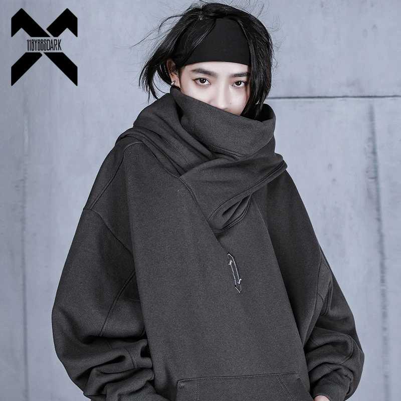 Женская толстовка с высоким воротником 11 BYBB'S DARK, толстовка Techwear в стиле Харадзюку, свитшоты, уличная одежда в стиле хип-хоп, пуловер оверсайз из хлопка, 2023 Толстовки и свитшоты