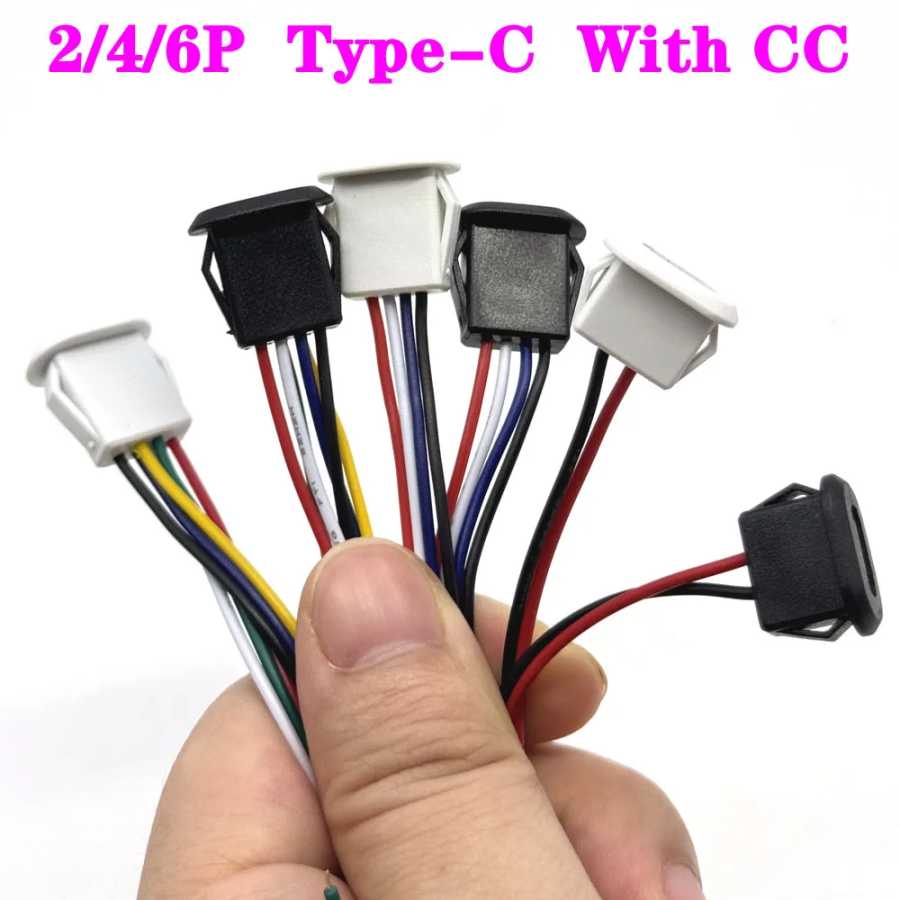 Разъем USB-C Type-C (гнездо) 2/4/6-контактный с фиксатором, высокотоковый, для быстрой зарядки, порт USB-C, зарядное устройство, гнездо-разъем Электрика