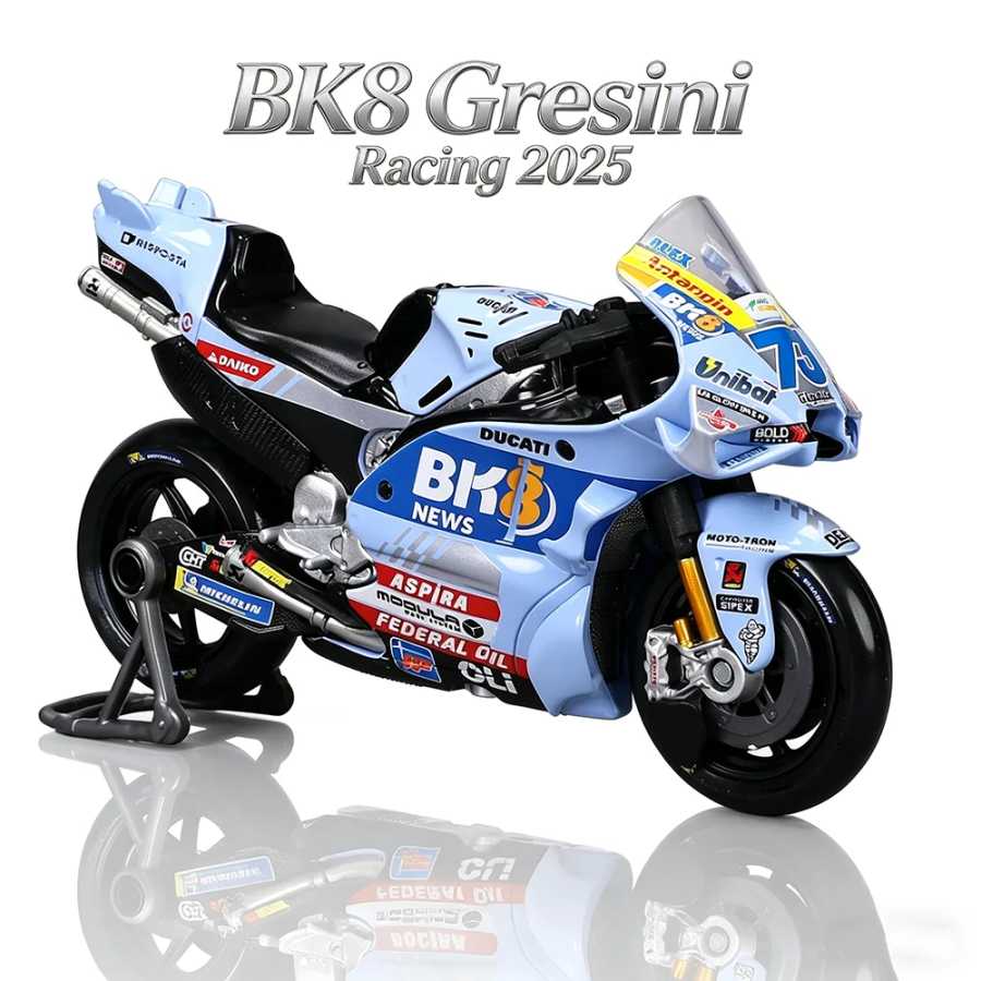 Маисто 1:18 # 73 Алекс Маркес # Коллекционная модель мотоцикла 54 Giannantonio 2025 BK8 Gresini Racing Moto GP из литого сплава, подарок-игрушка Играйте в транспортные средства и модели