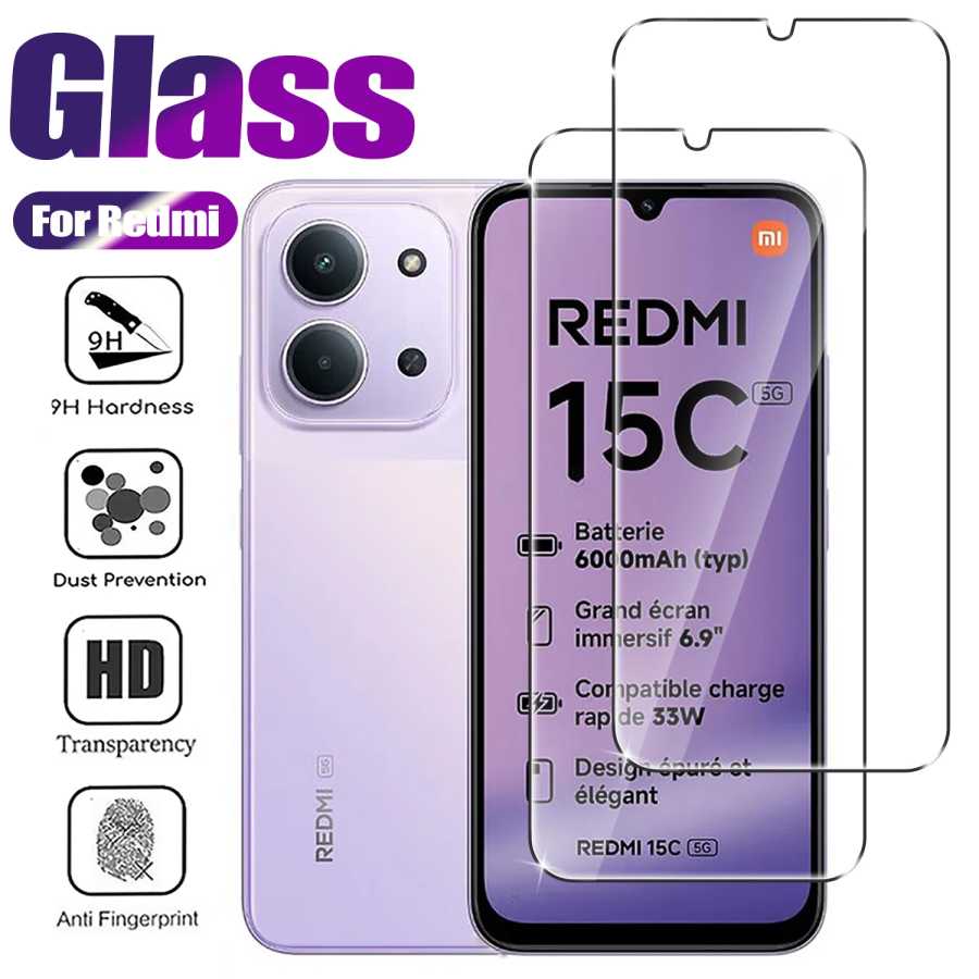 2 шт. закаленное стекло для Redmi 14C 15C 13C 12C 10C 10X 9A 9T Защитная пленка для экрана на Redmi 8 9 10 12 13 4G 5G Защитное стекло Защитная пленка для мобильного телефона