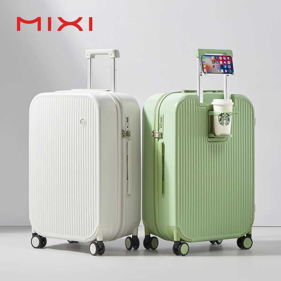 Ручная кладь Mixi с подстаканником для телефона, дорожный чемодан на колесиках с твердым корпусом и вращающимися колесами 20, 24, 26-дюймовый M9290 Багажные сумки