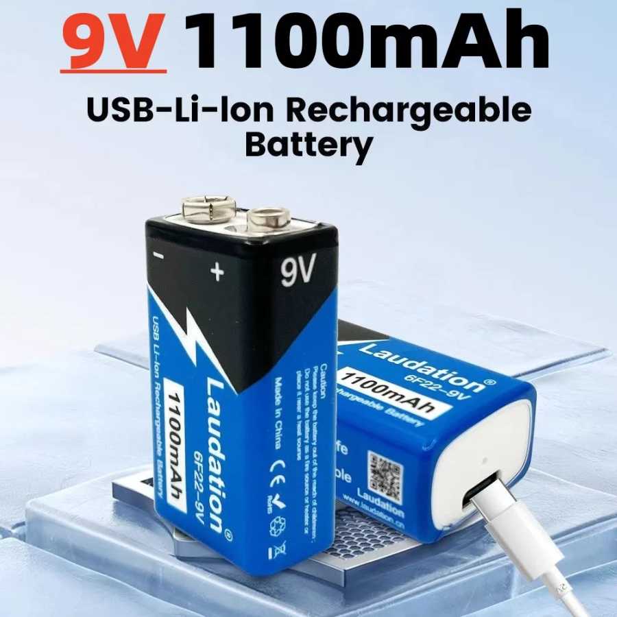 🔋 Аккумулятор литий-ионный 6F22 9V 1500мАч, перезаряжаемый, USB, подходит для мультиметра, микрофона, игрушек, пультов ДУ, KTV Аксессуары и запчасти