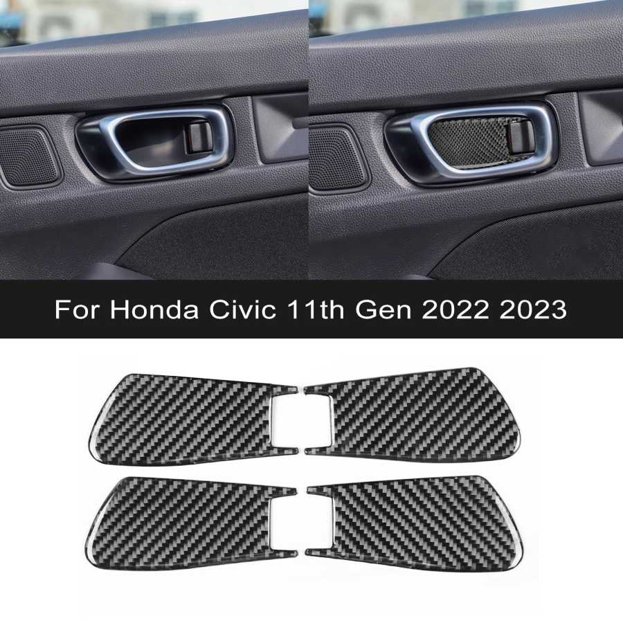 Для Honda Civic 11-го поколения 2022 2023, углеродное волокно, внутренняя дверная чаша автомобиля, декоративные наклейки, внутренняя защитная отделка Аксессуары для салона
